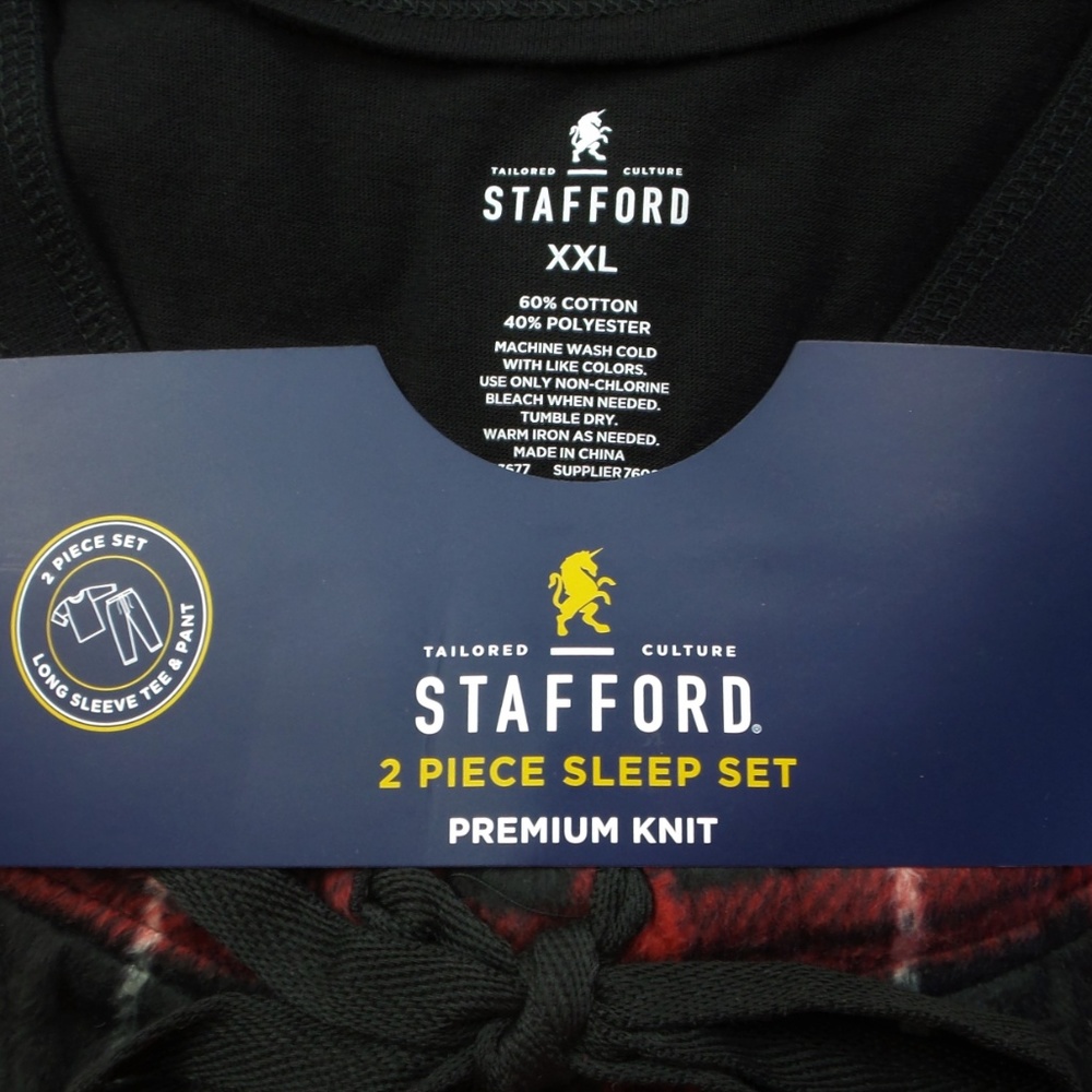 Stafford Mens Pajama Set Pants & Long Sleeve Shirt - Picture 4 of 5